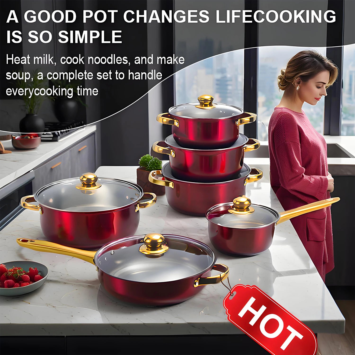 12-Piece Stainless Steel Cookware Set