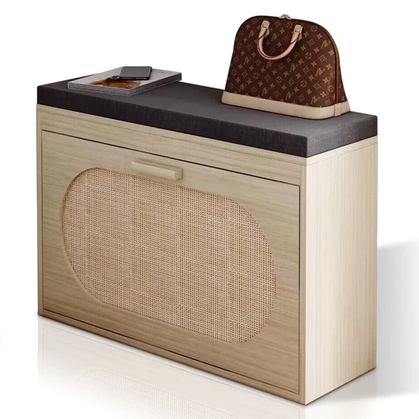 Rattan Shoe Cabinet and Seat Cushion