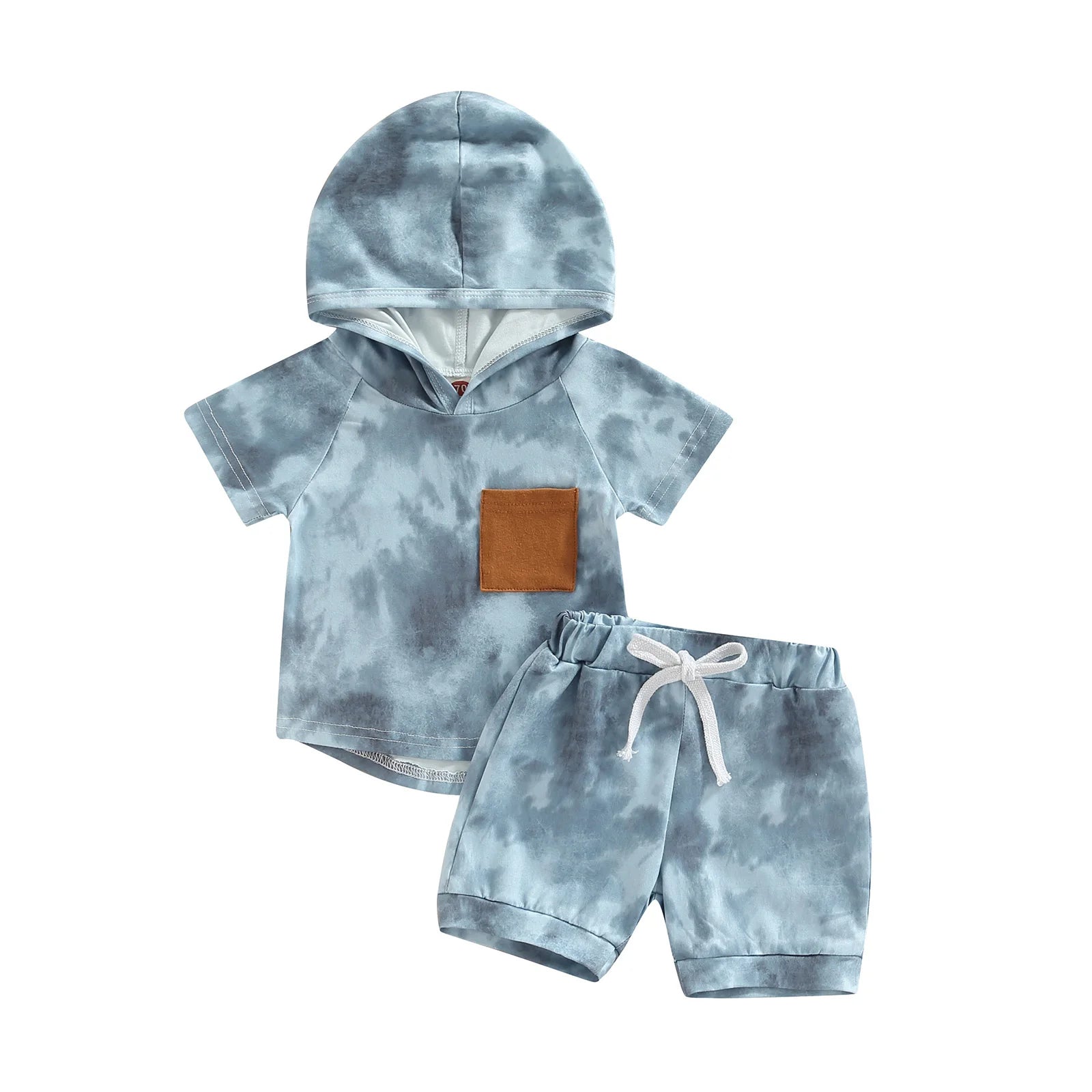Tie-Dyed Casual Short Sleeve Hooded Set