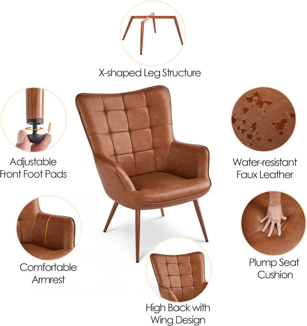 Faux Leather Accent Chair