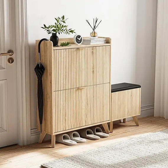 Shoe Storage Cabinet with Bench