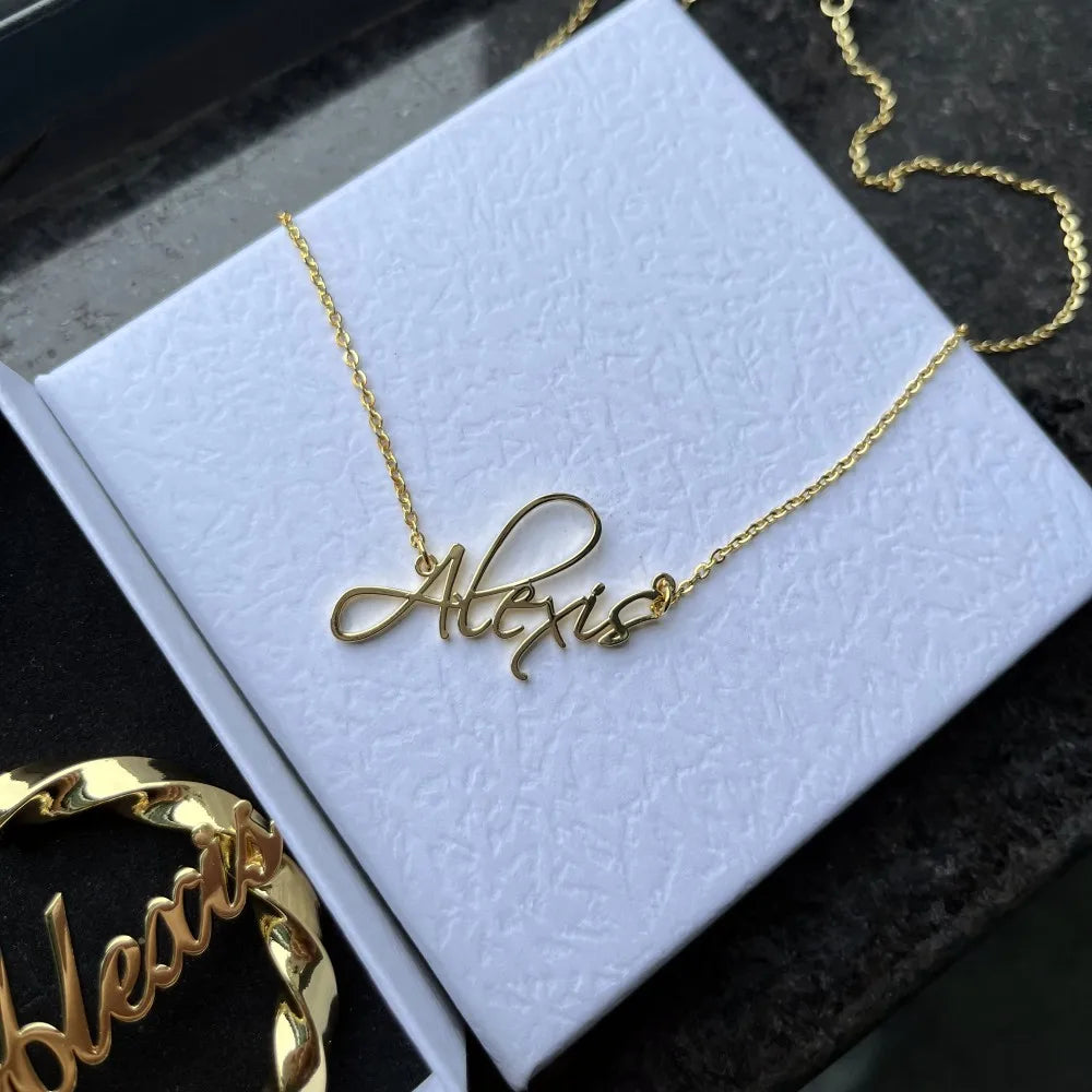 Personalized Necklace and Hoop Twist Earrings Set