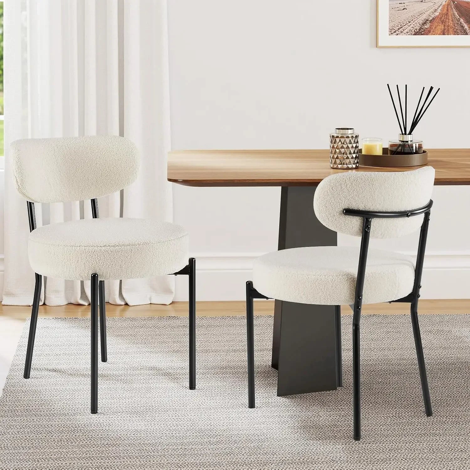 Boucle Dining Chairs Set of 2