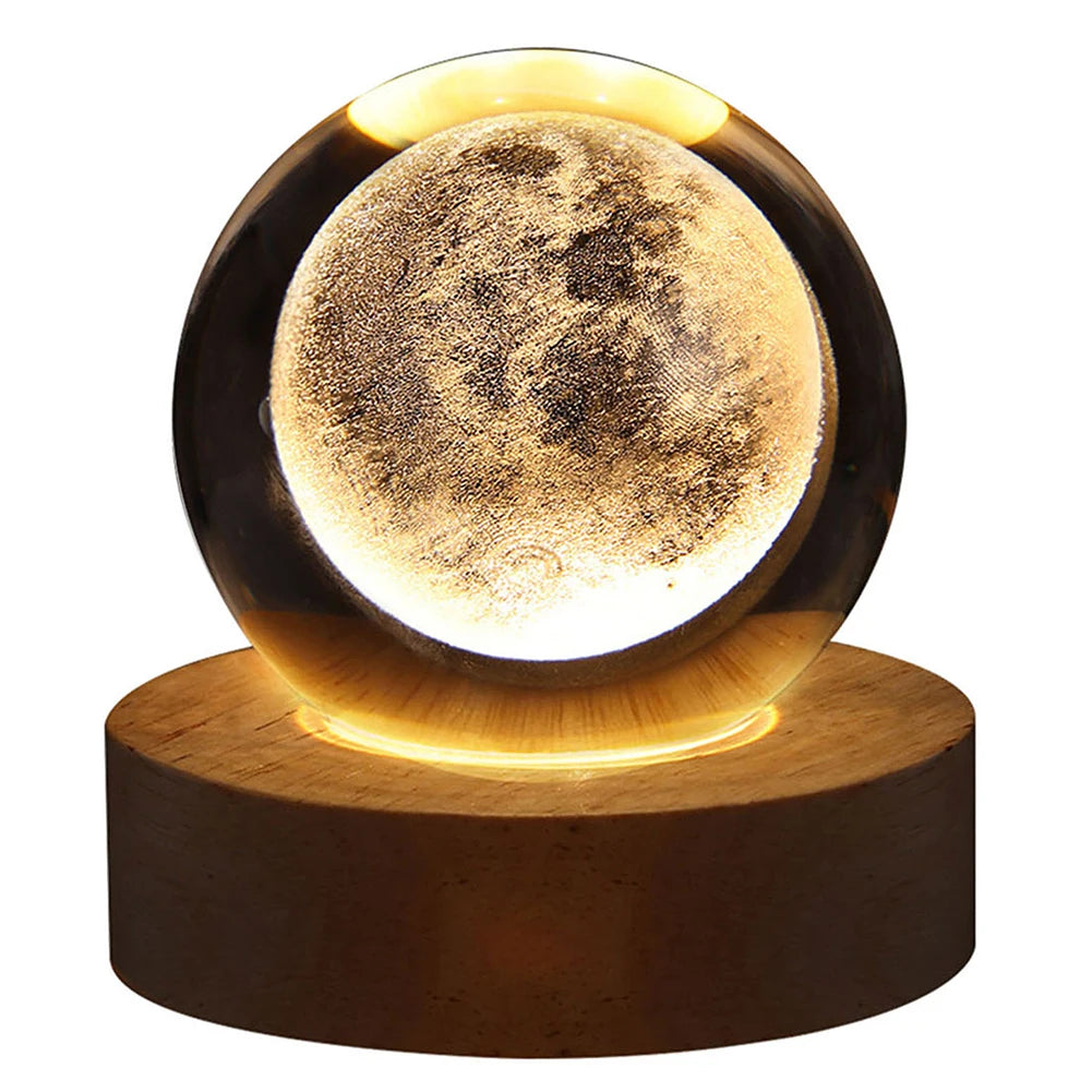 Crystal Ball Night Lamp with Wooden Base