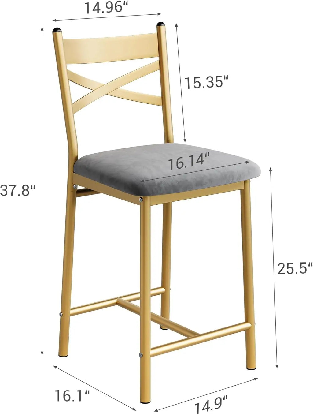 Gold Bar Stools W/X-Shaped Backrest