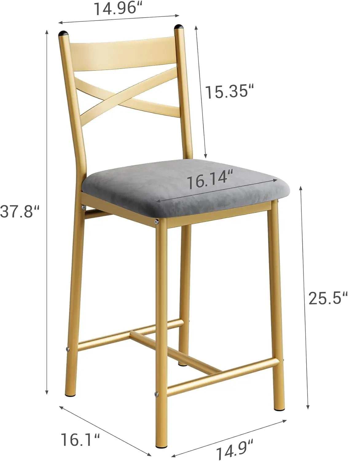 Gold Bar Stools W/X-Shaped Backrest