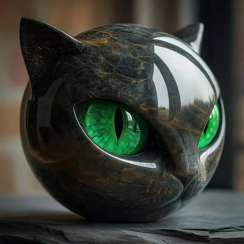 Black Obsidian Cat Head