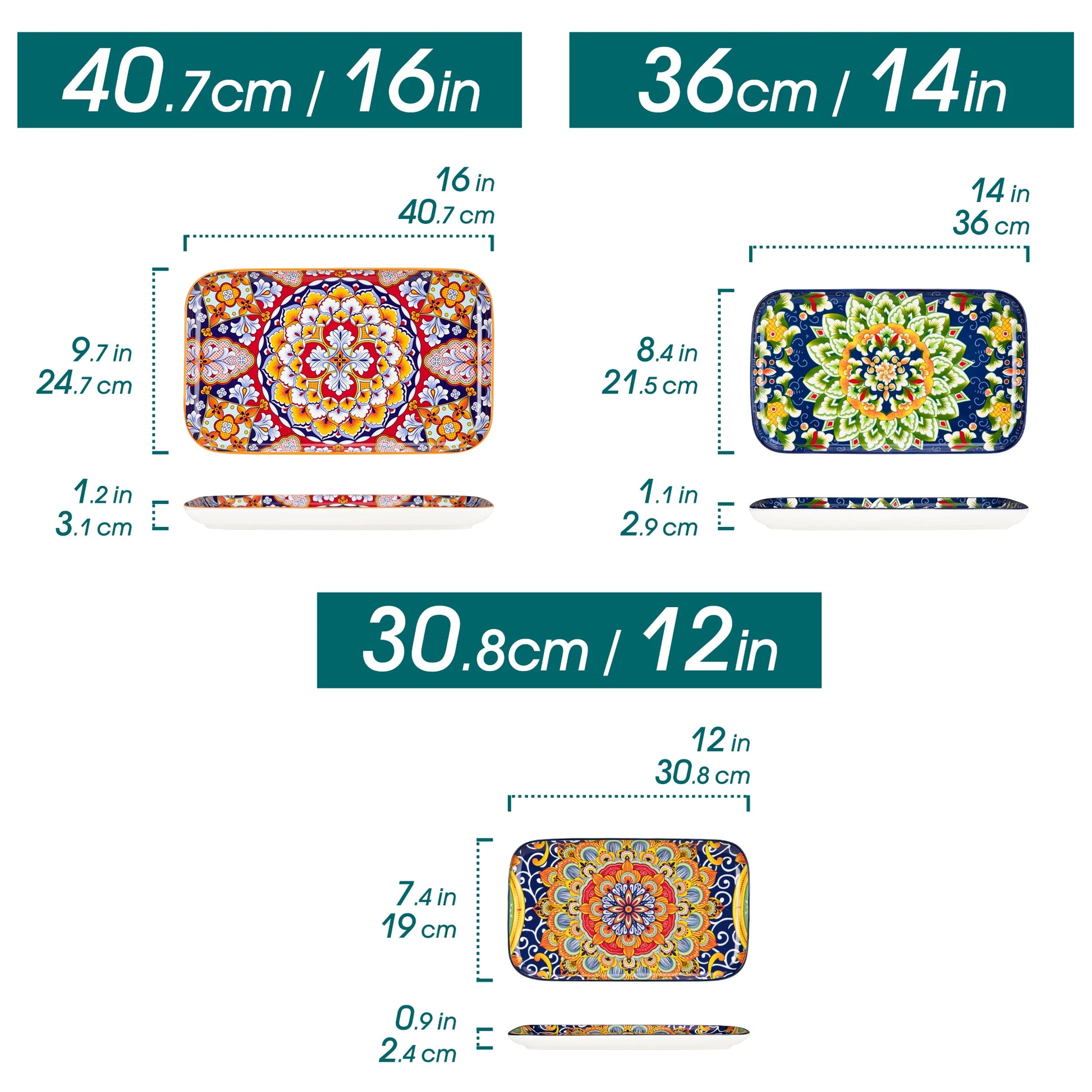 Long Ceramic Salad Plates