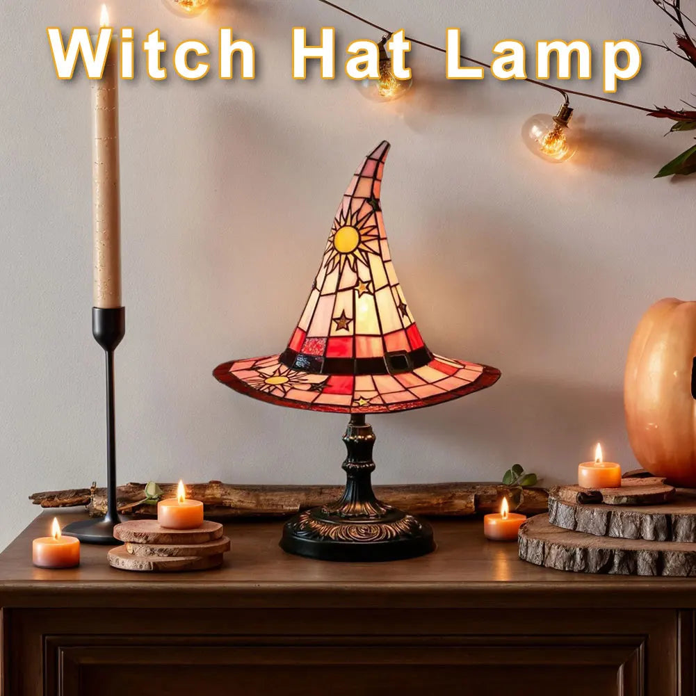 Stained Glass Witch Hat Lamp
