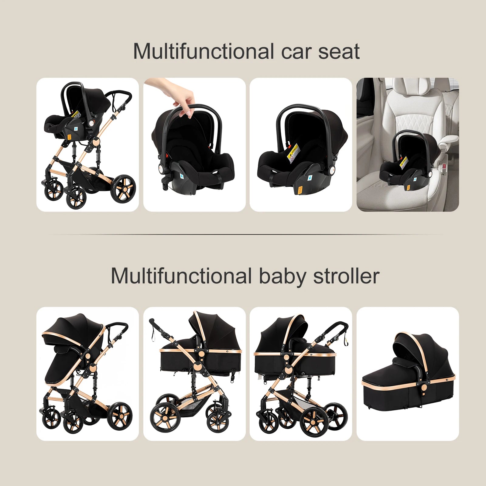 Lightweight Folding  3 in 1 Baby Cart
