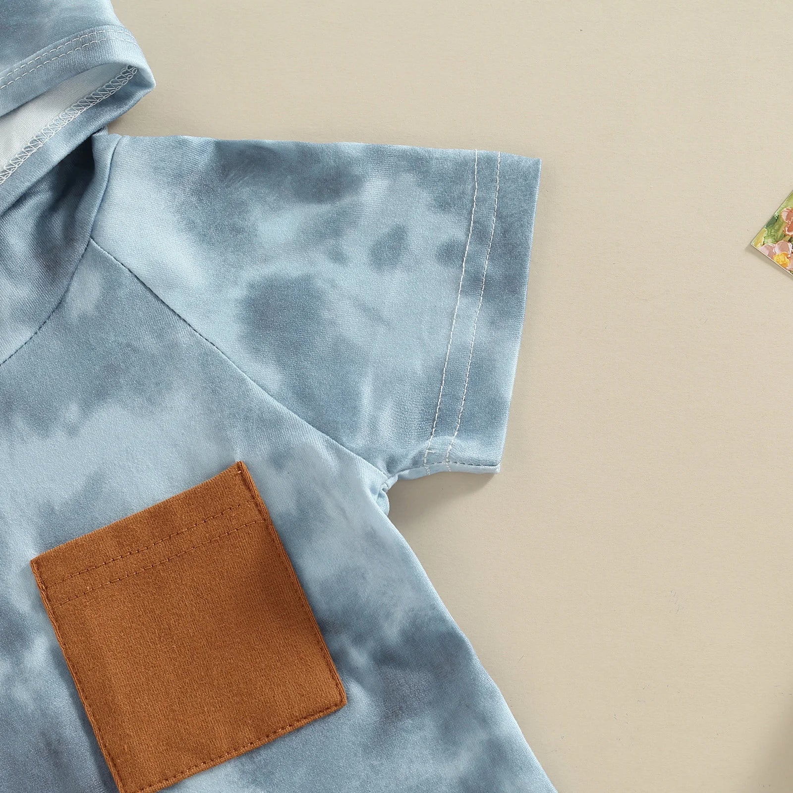Tie-Dyed Casual Short Sleeve Hooded Set