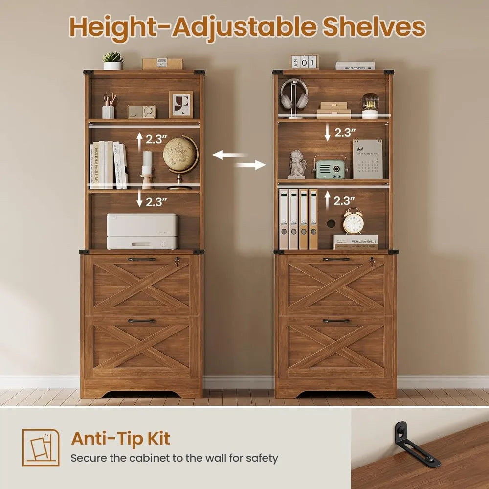 2 Drawer Wood File Cabinet with Lock