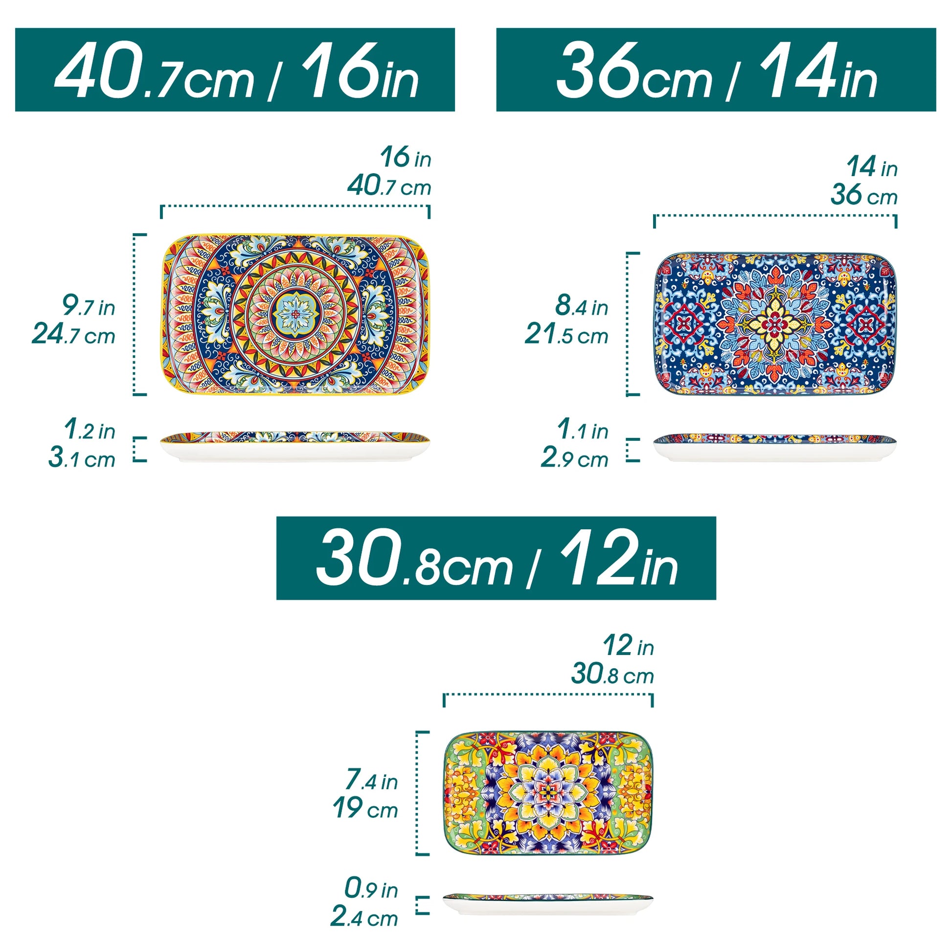 Long Ceramic Salad Plates