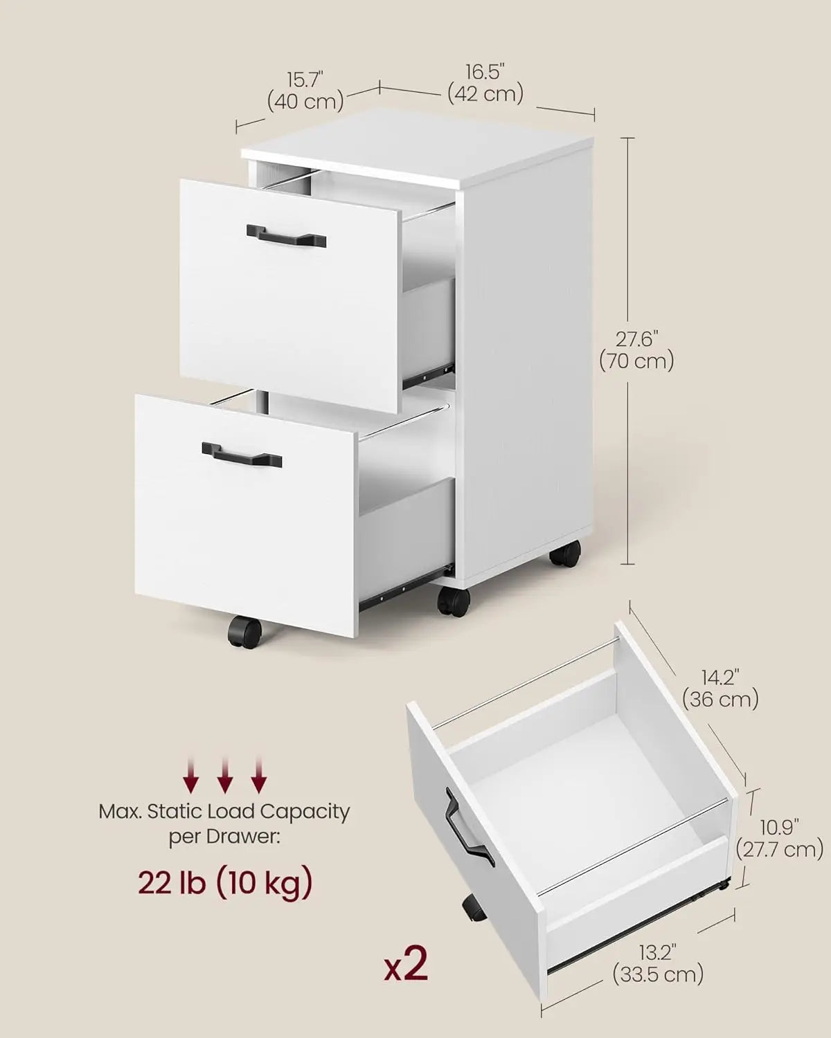 Rolling White File Cabinet