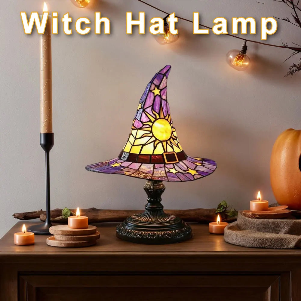 Stained Glass Witch Hat Lamp