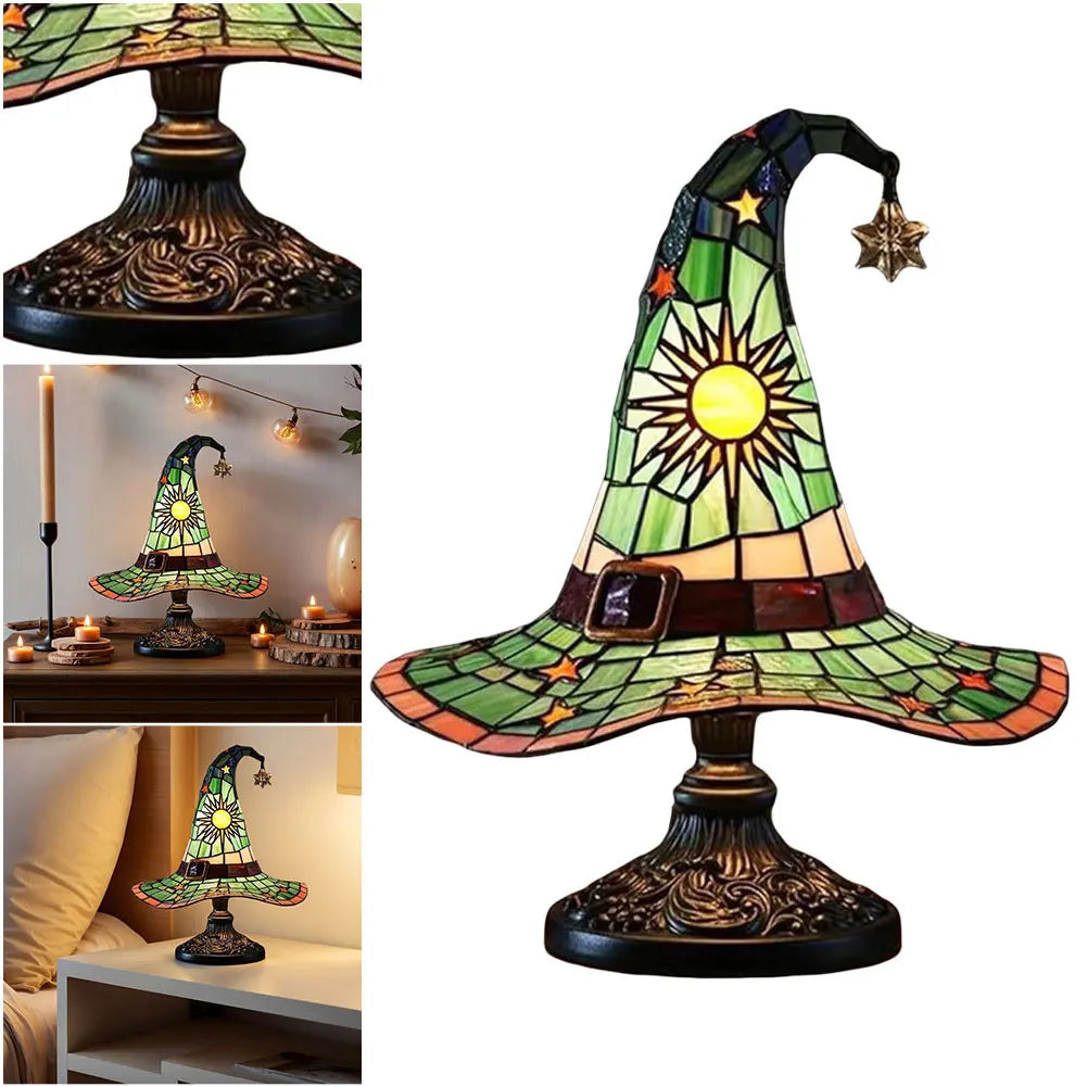 Stained Glass Witch Hat Lamp