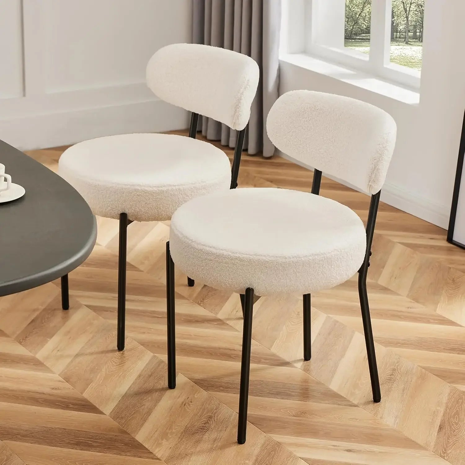 Boucle Dining Chairs Set of 2