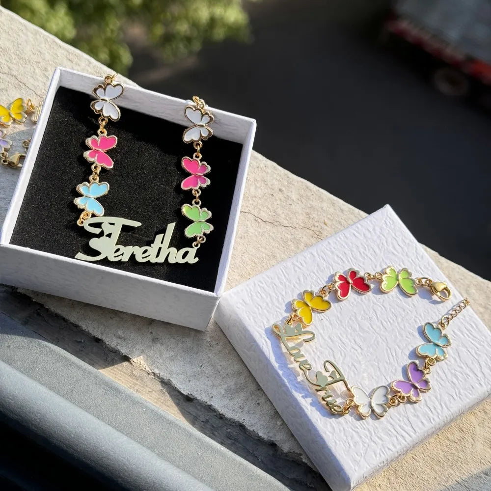 Necklace and Bracelet Butterfly Jewelry Set