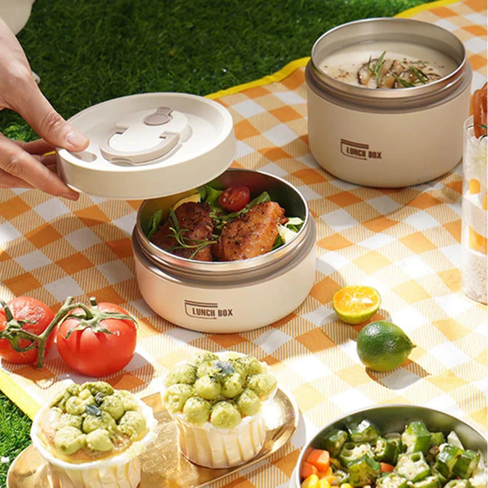 Round Lunch Box with Lid Thermal
