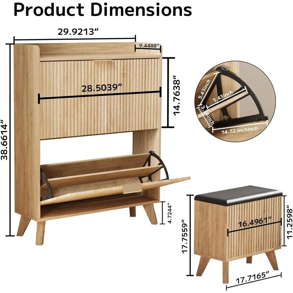 Shoe Storage Cabinet with Bench
