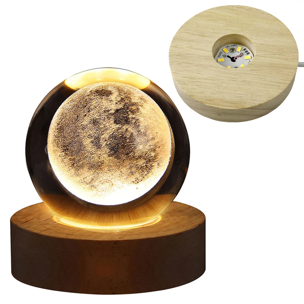 Crystal Ball Night Lamp with Wooden Base