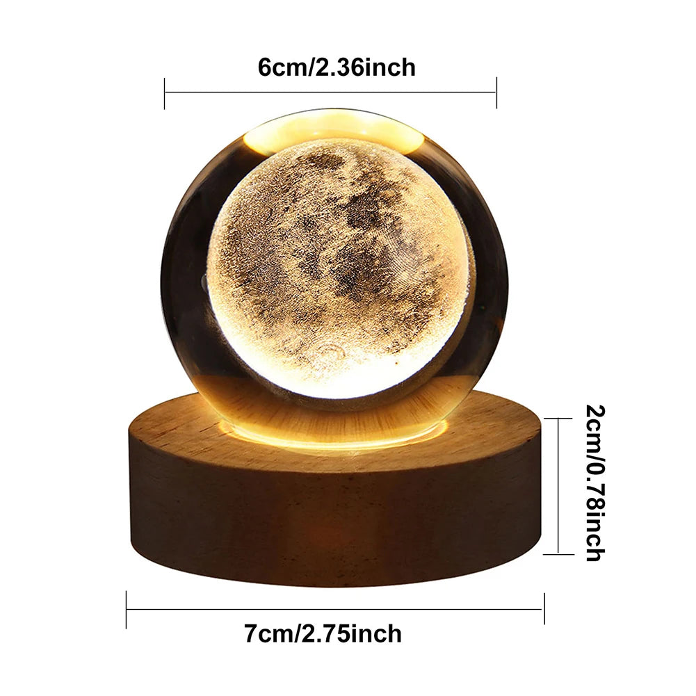 Crystal Ball Night Lamp with Wooden Base