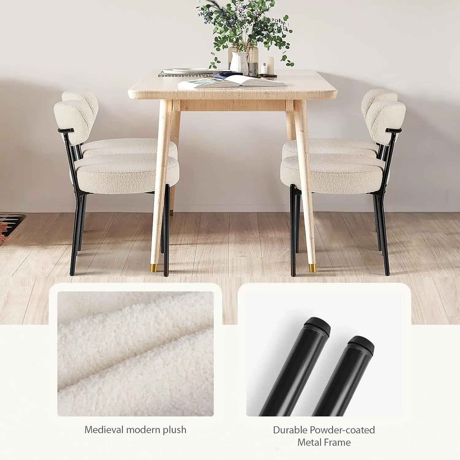 Boucle Dining Chairs Set of 2
