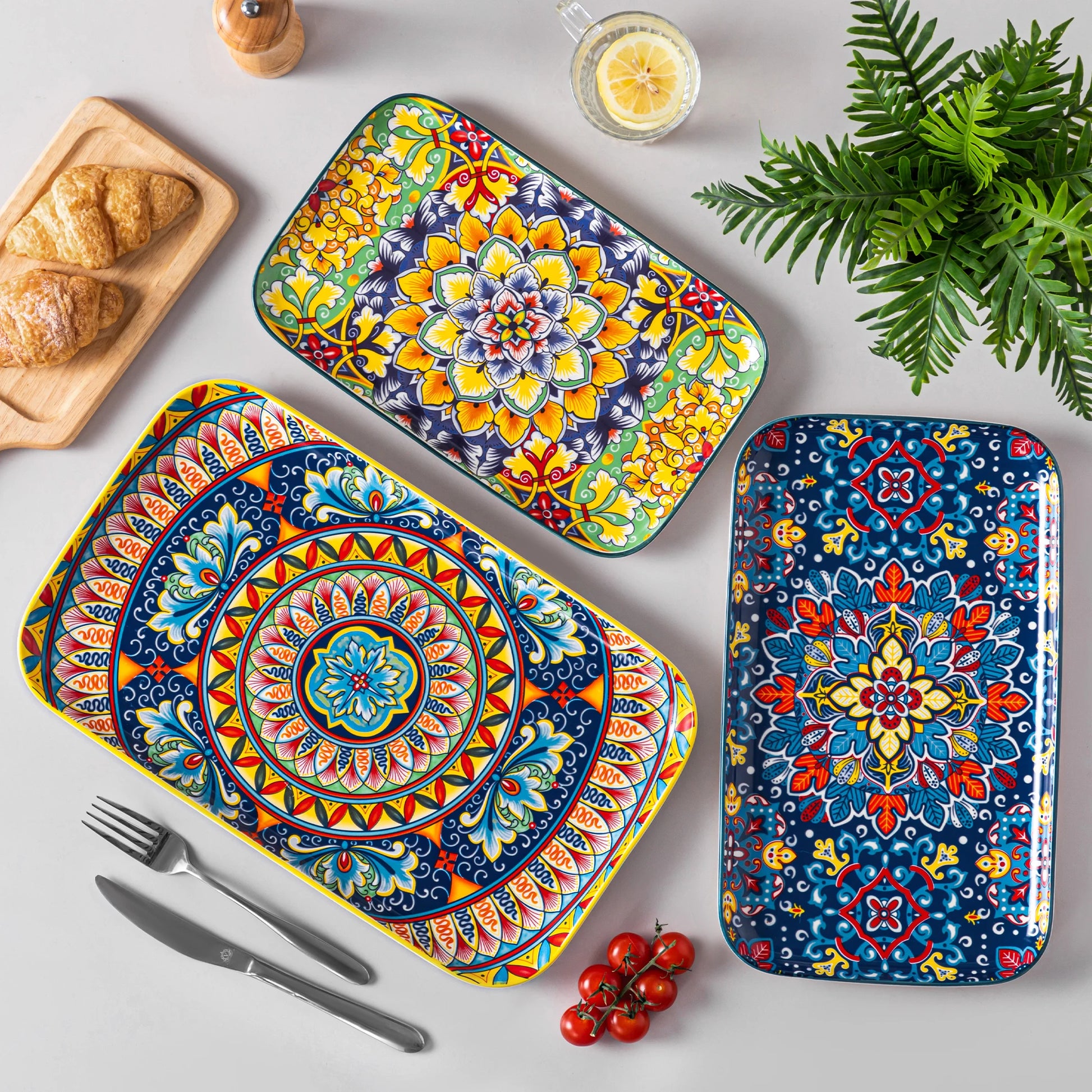 Long Ceramic Salad Plates