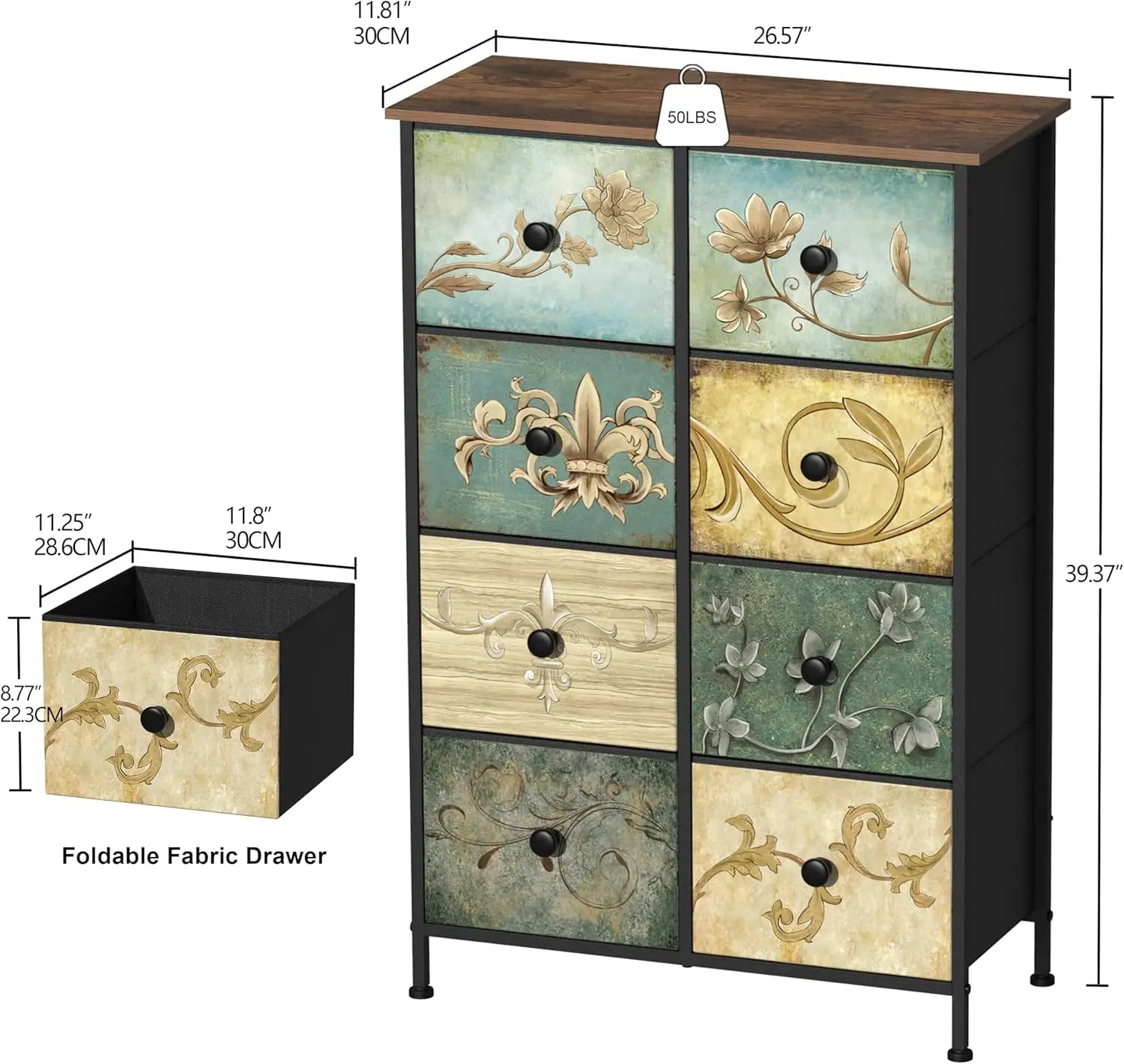 8 Drawer Retro Storage Dresser