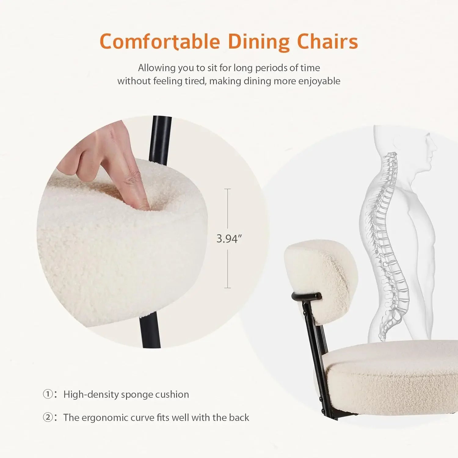 Boucle Dining Chairs Set of 2