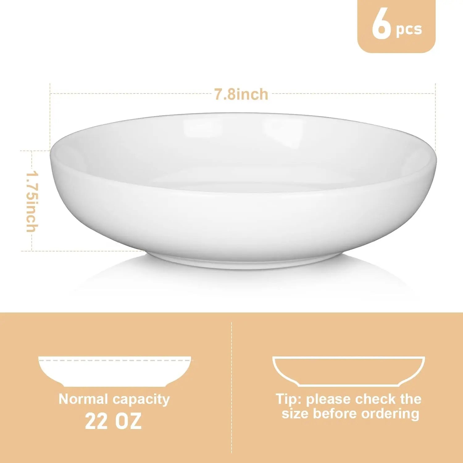 22 Oz Porcelain Pasta Bowls