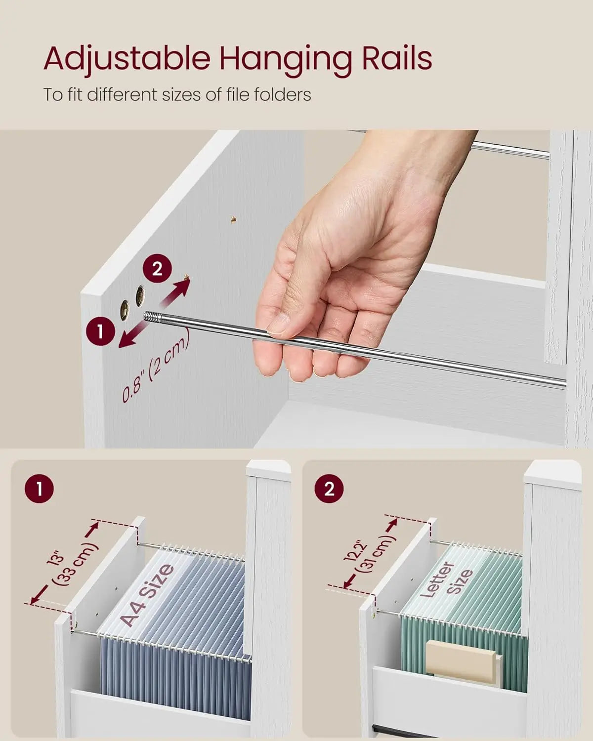 Rolling White File Cabinet