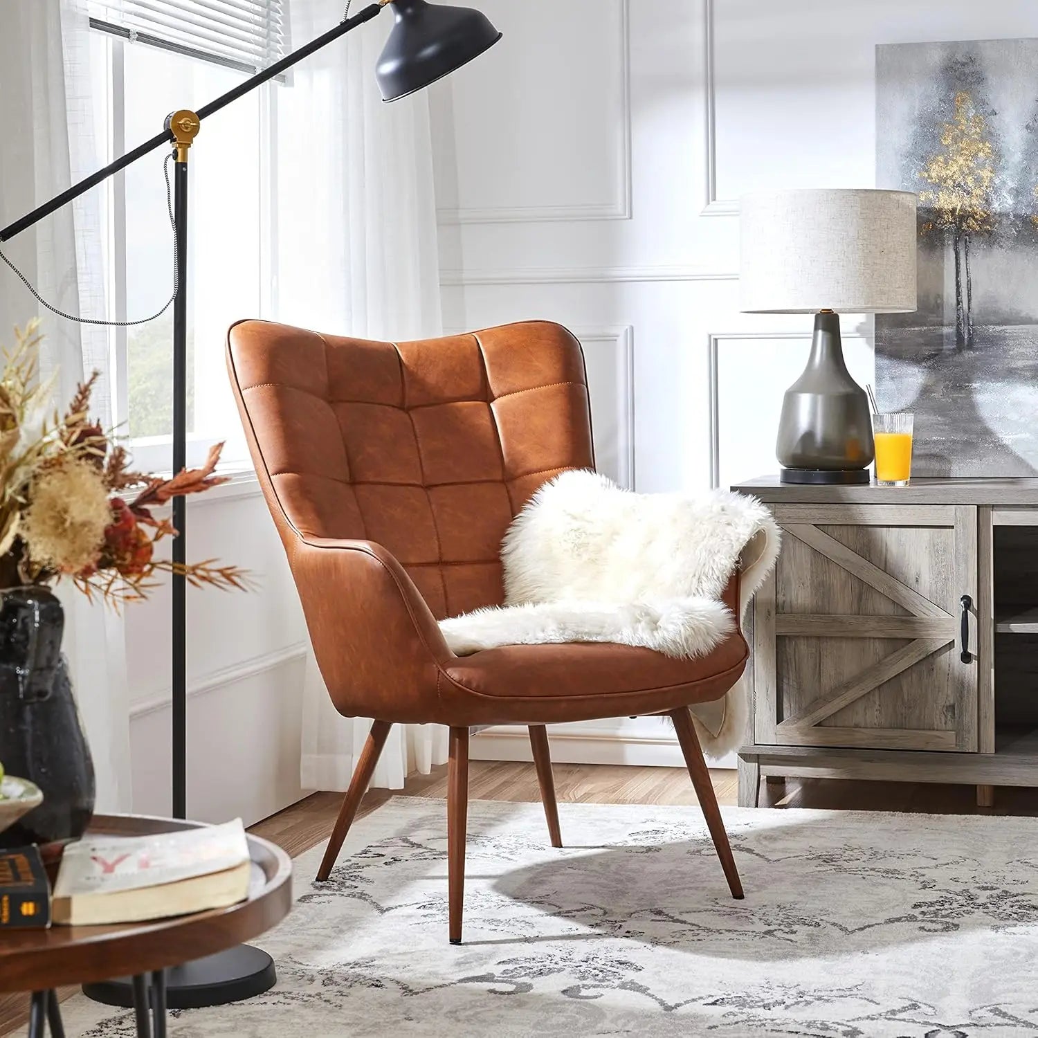Faux Leather Accent Chair