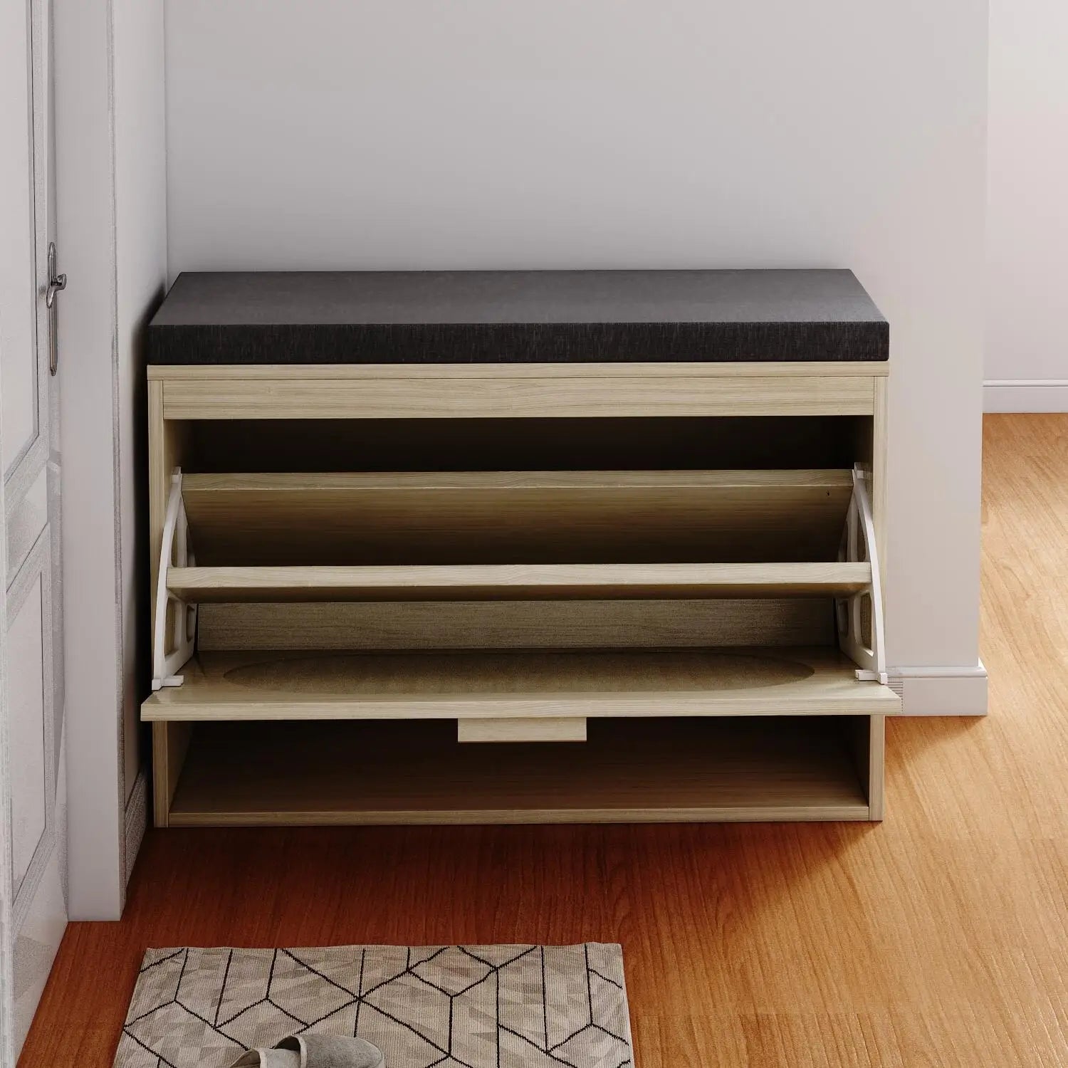 Rattan Shoe Cabinet and Seat Cushion