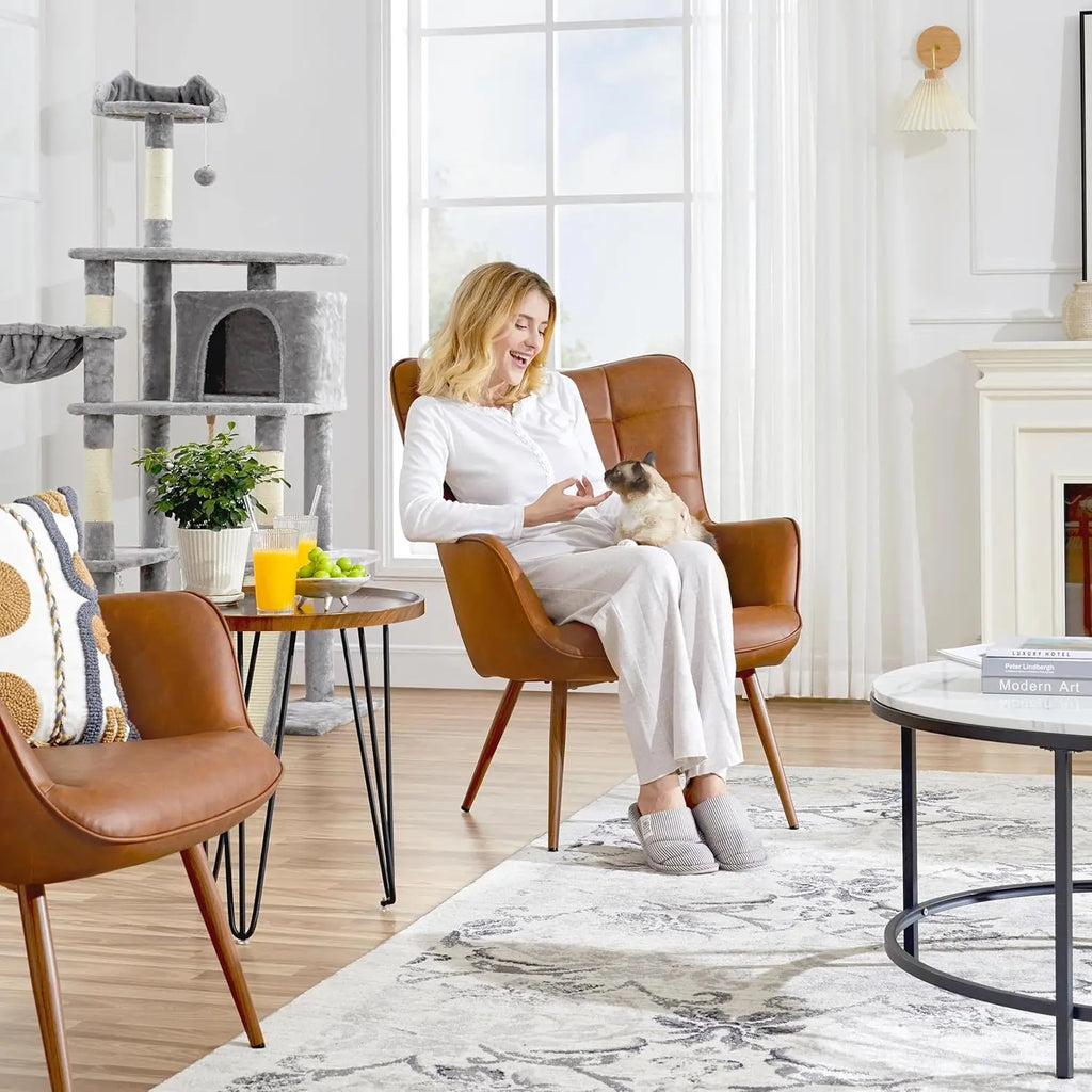 Faux Leather Accent Chair