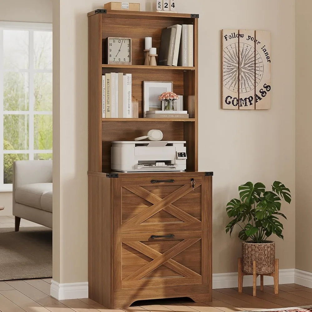 2 Drawer Wood File Cabinet with Lock