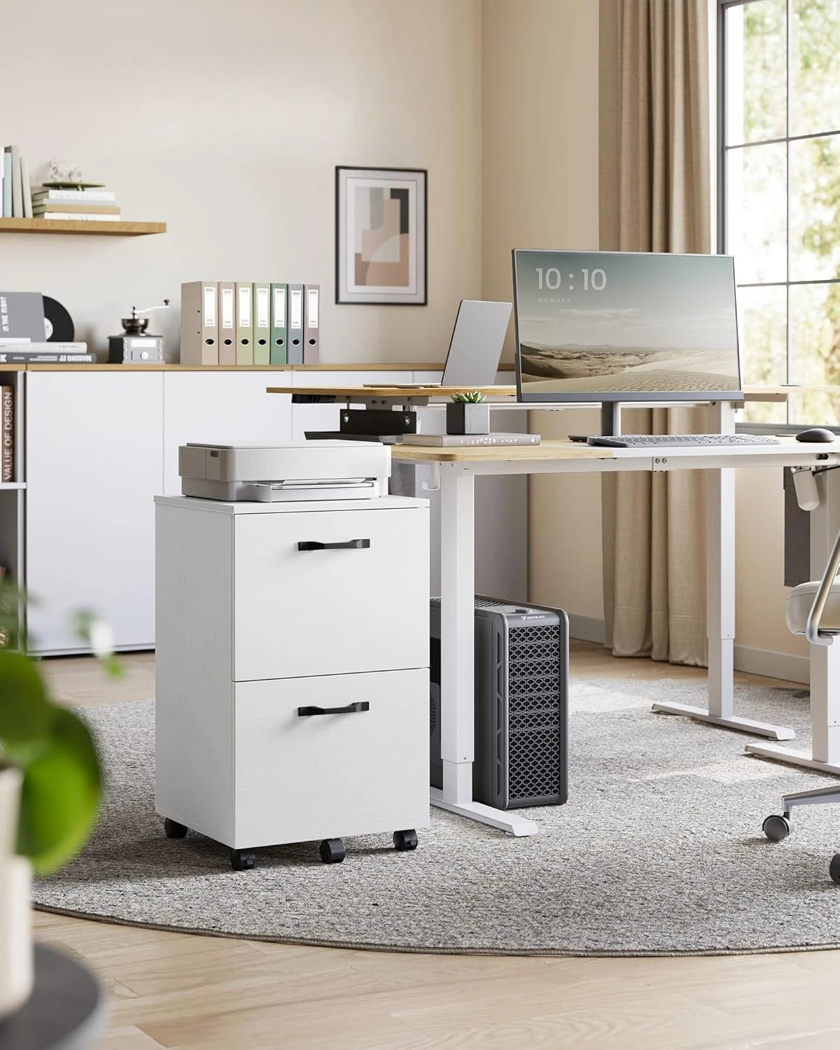 Rolling White File Cabinet