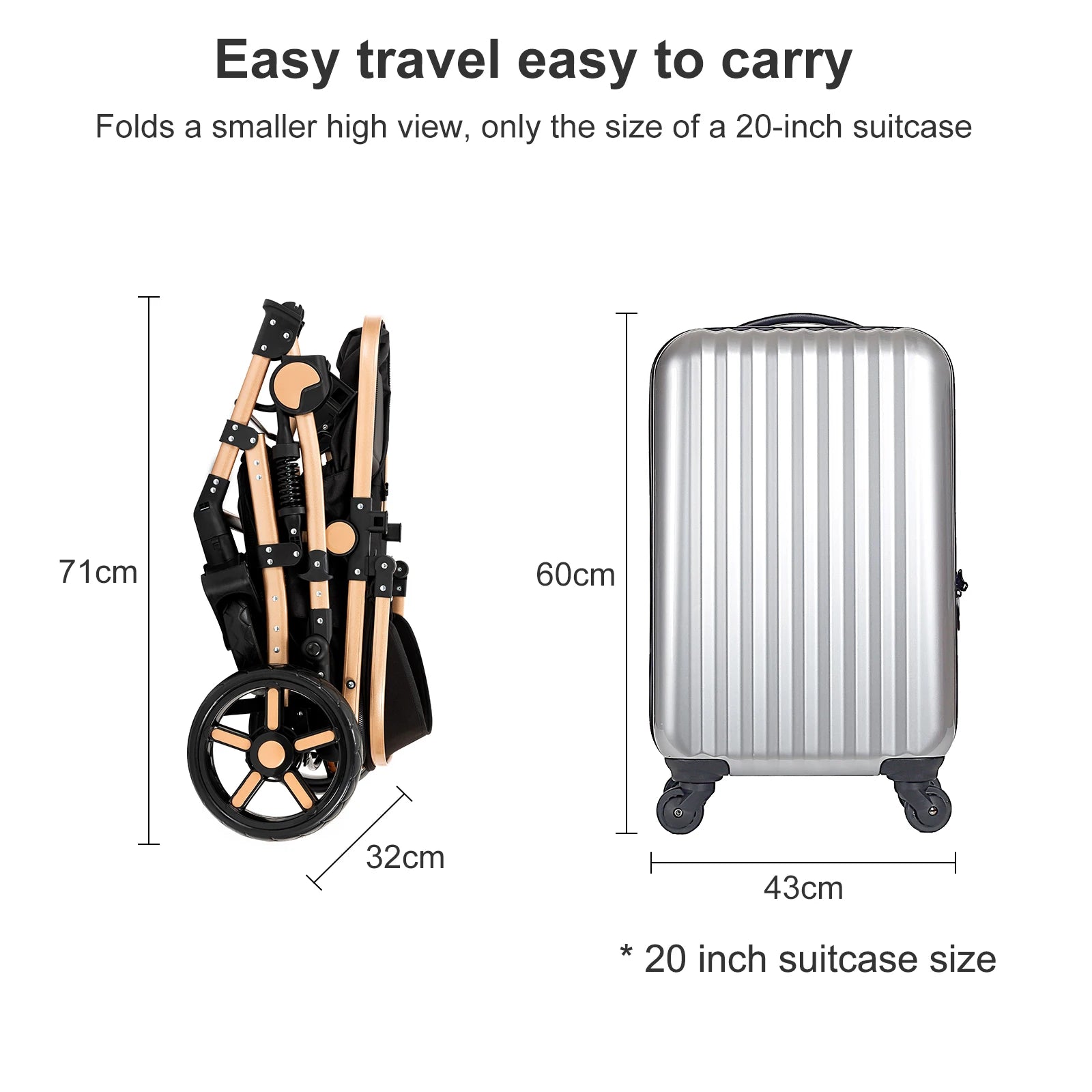Lightweight Folding  3 in 1 Baby Cart