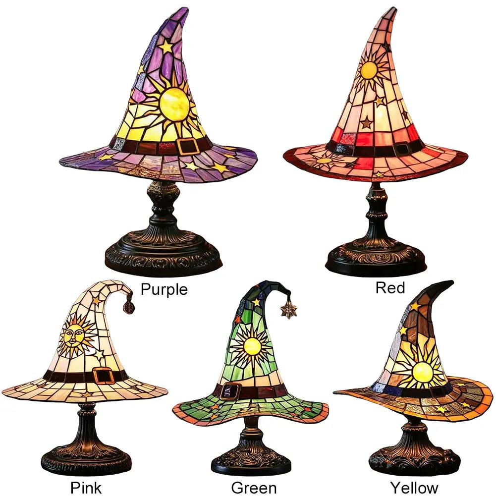 Stained Glass Witch Hat Lamp