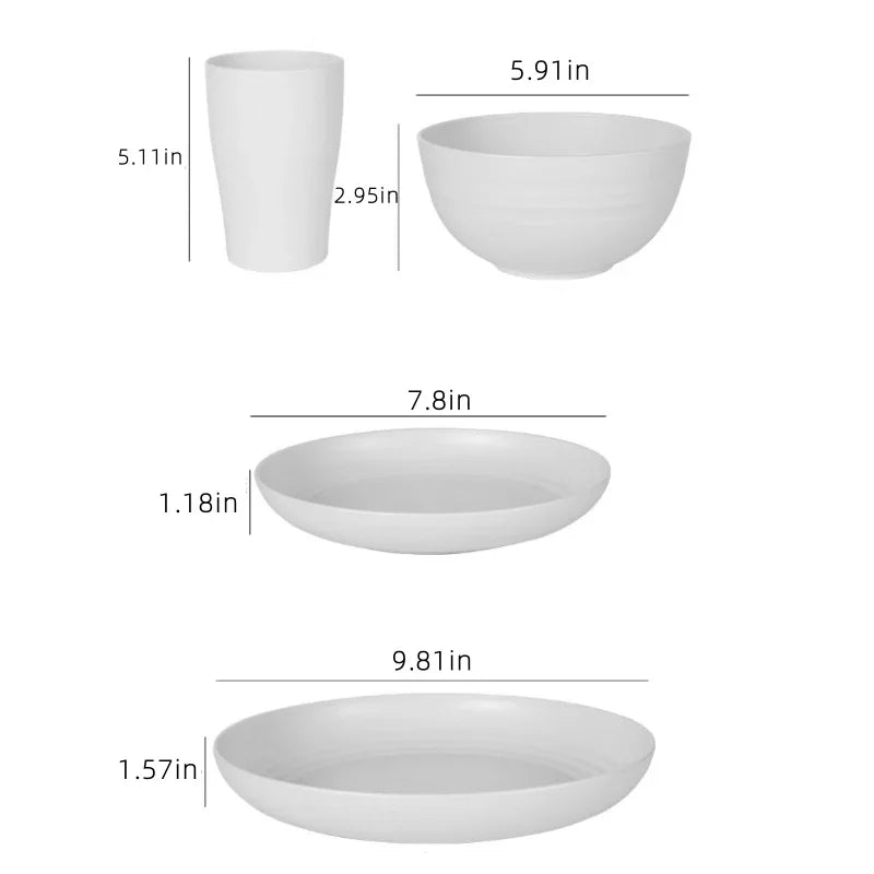 Plastic Wheat Straw Dishware Set