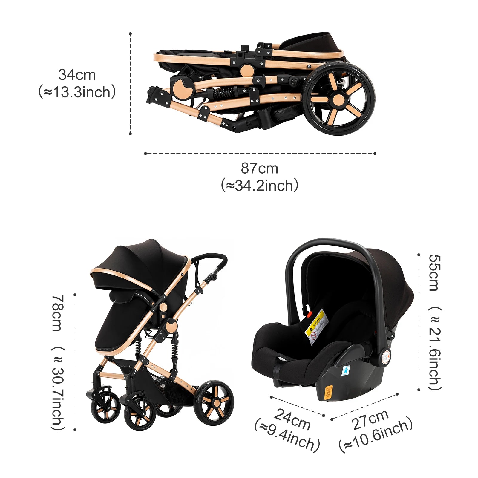 Lightweight Folding  3 in 1 Baby Cart