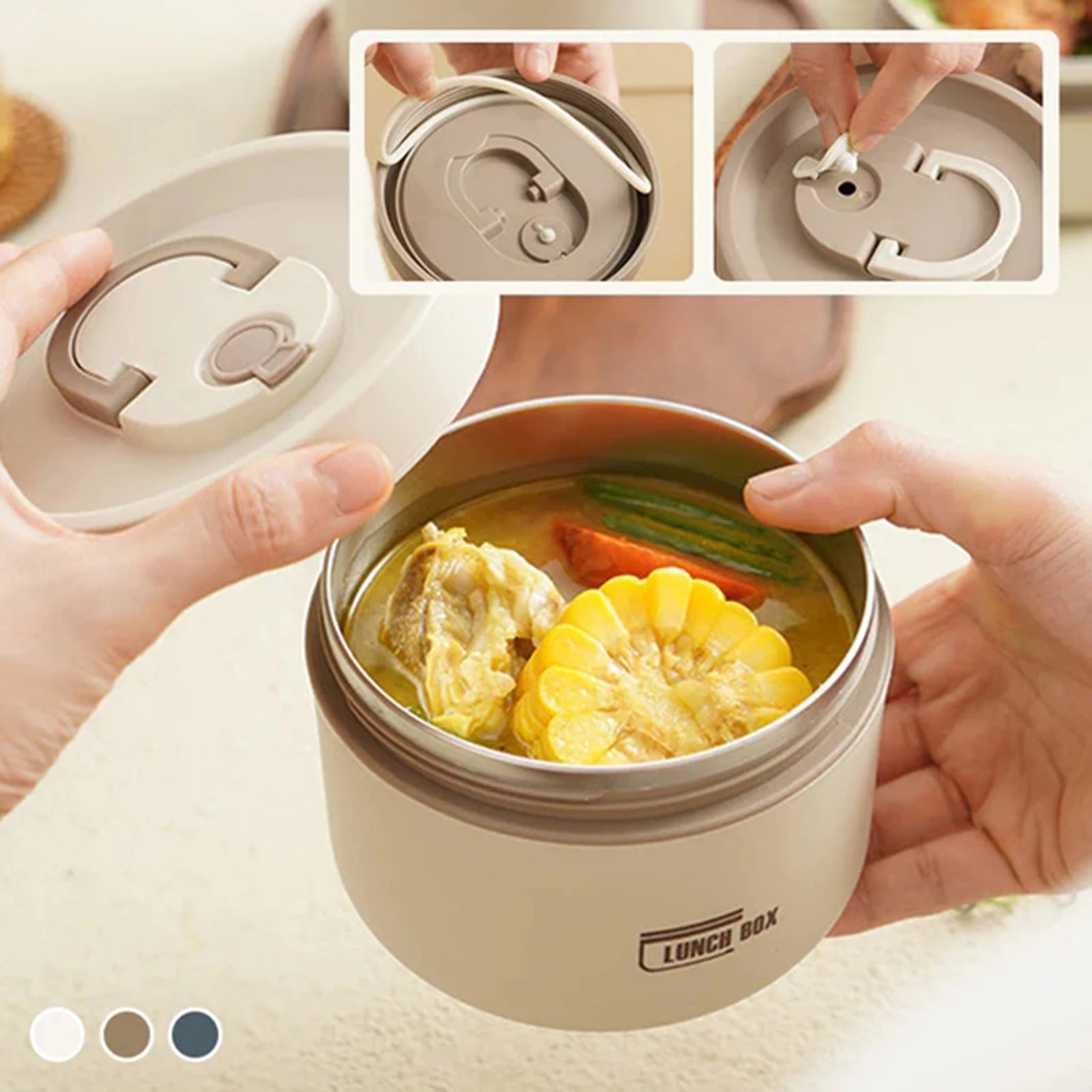 Round Lunch Box with Lid Thermal