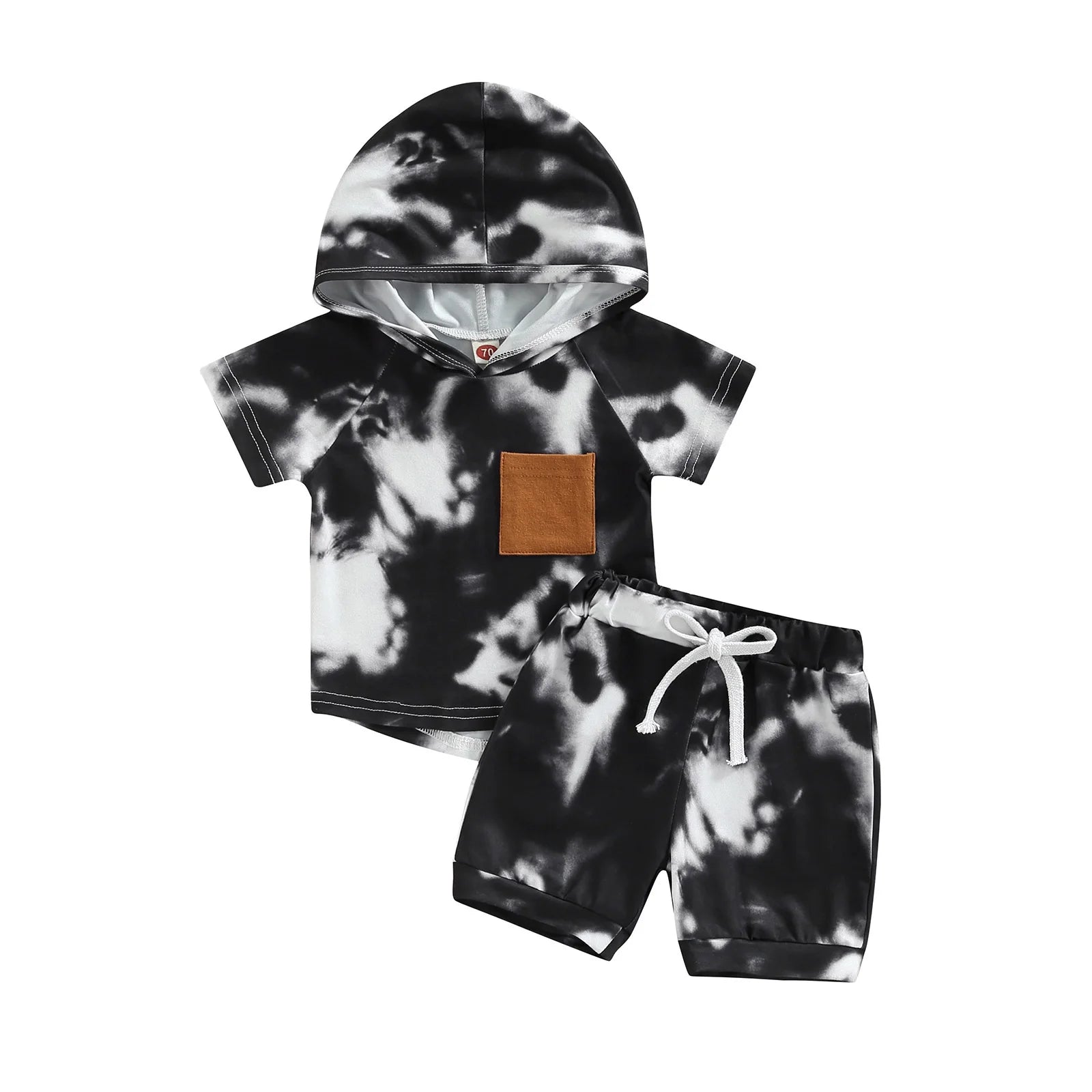 Tie-Dyed Casual Short Sleeve Hooded Set