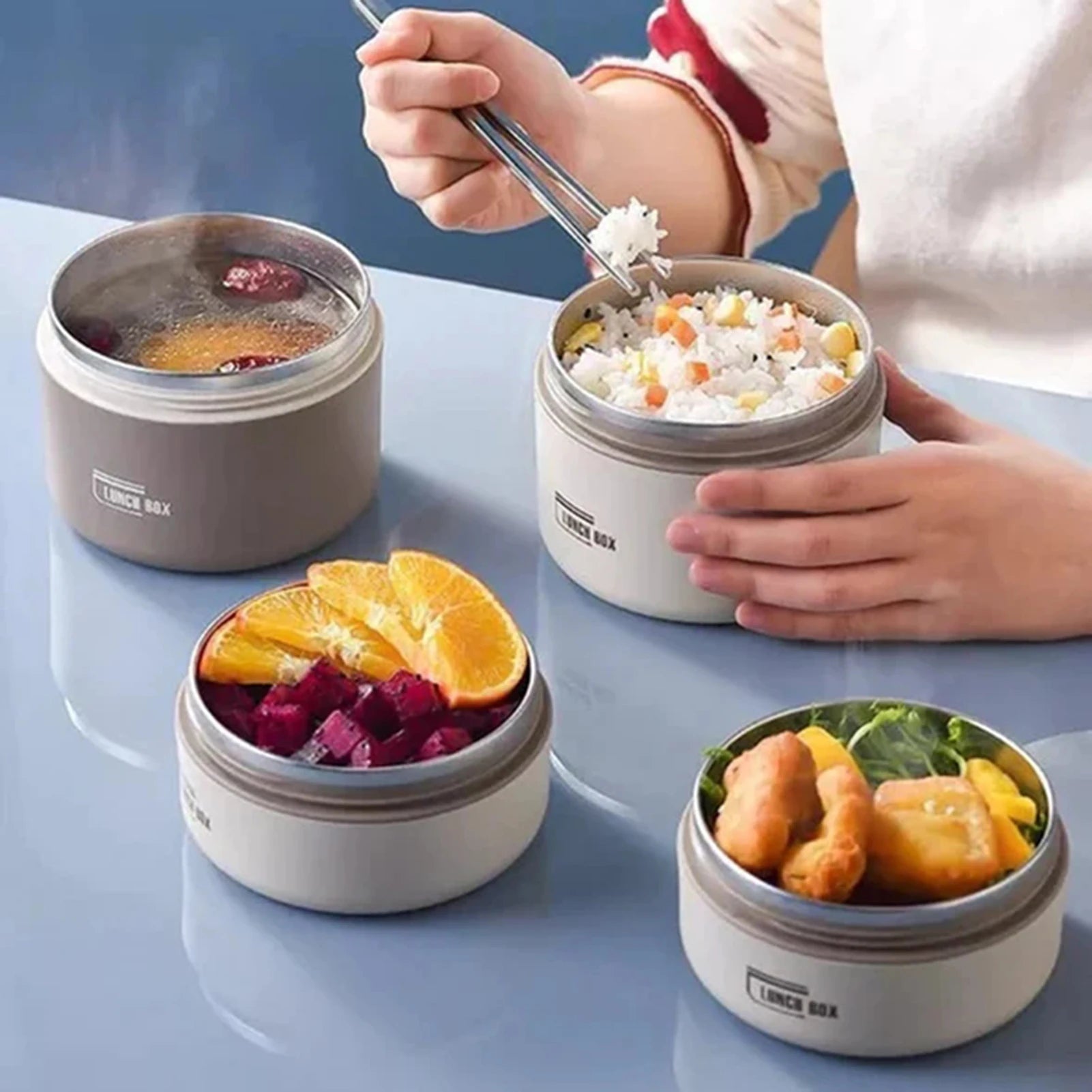 Round Lunch Box with Lid Thermal