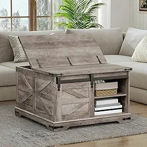 White Farmhouse Coffee Table with Storage