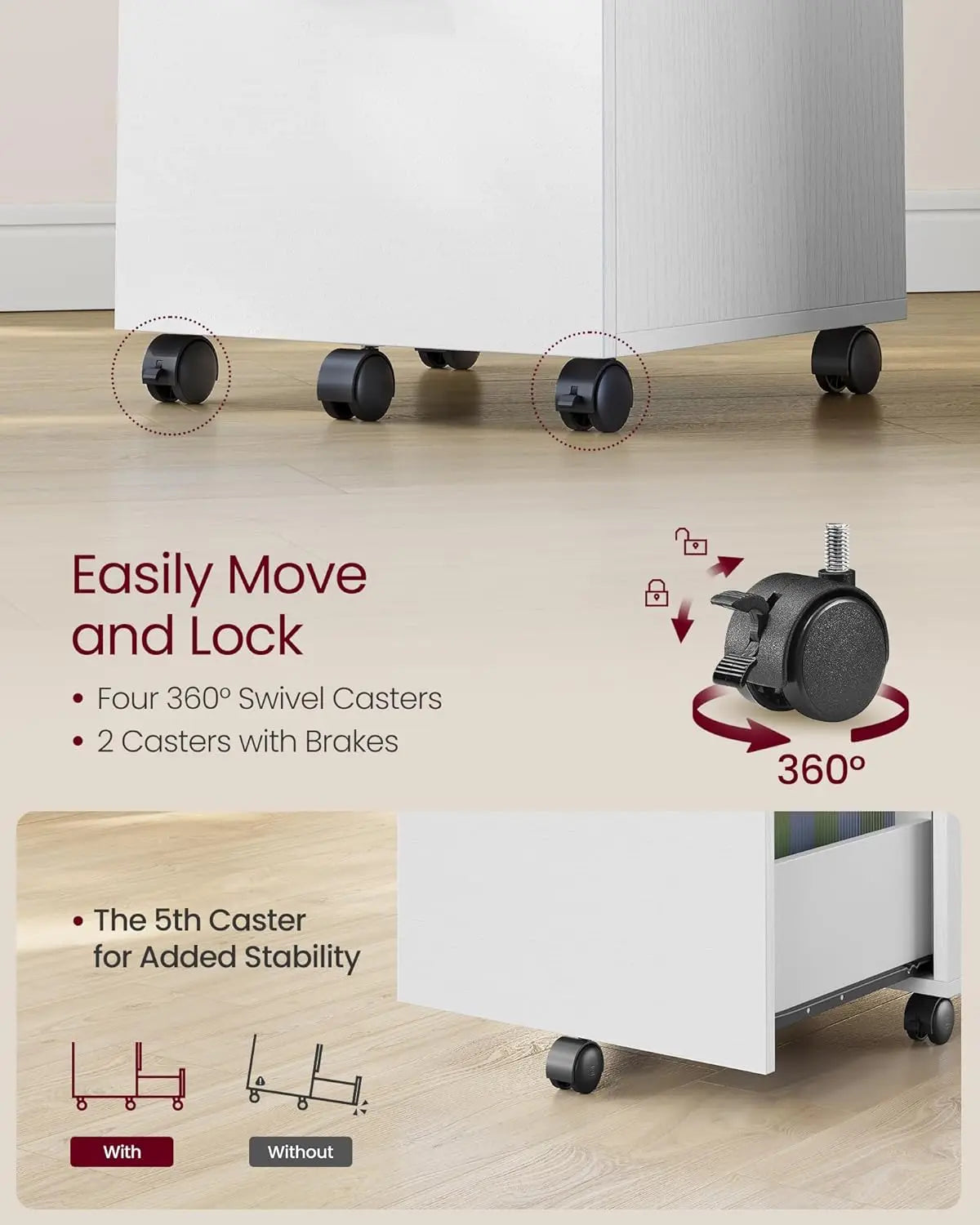 Rolling White File Cabinet