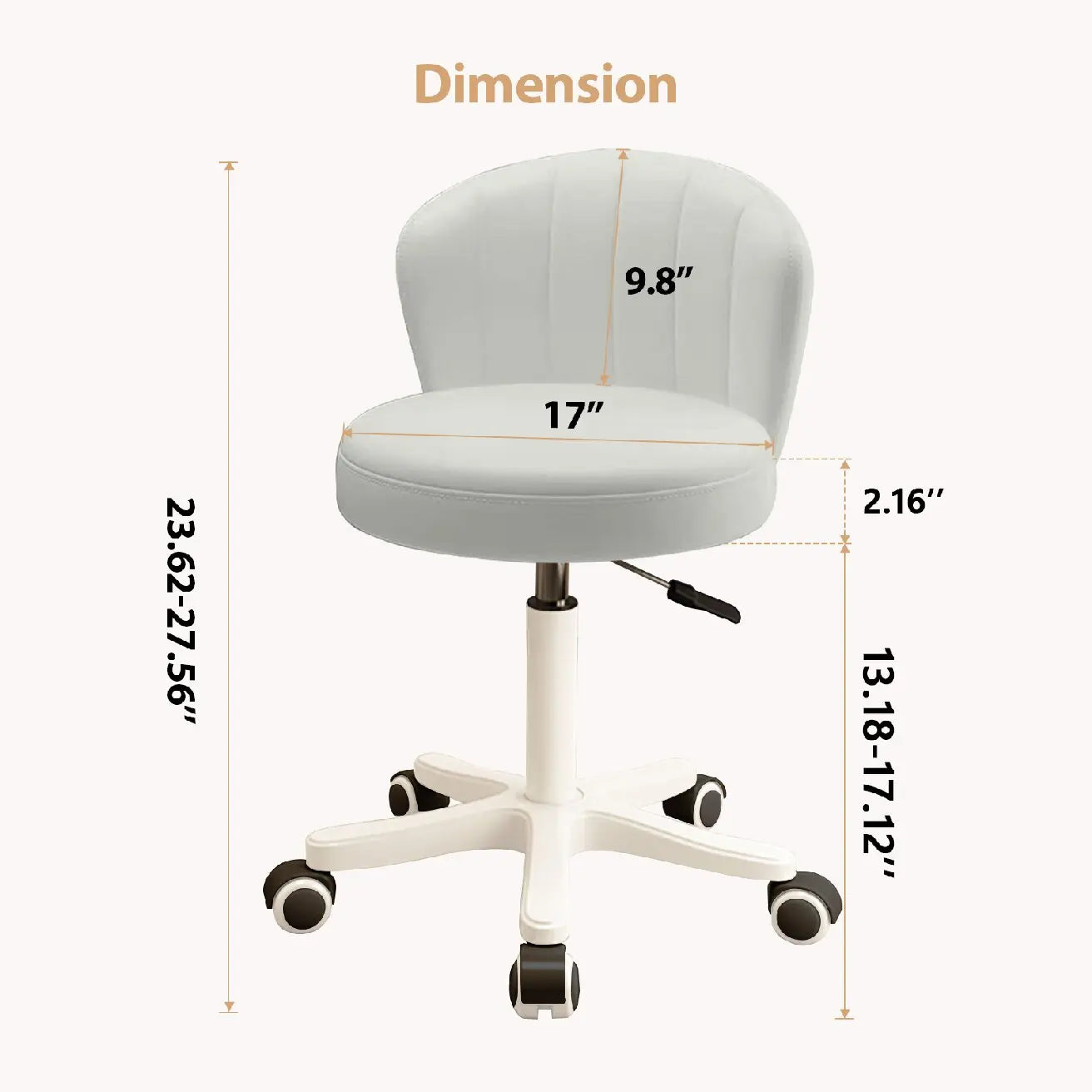 Round Rolling Armless Comfy Work Spa Chair