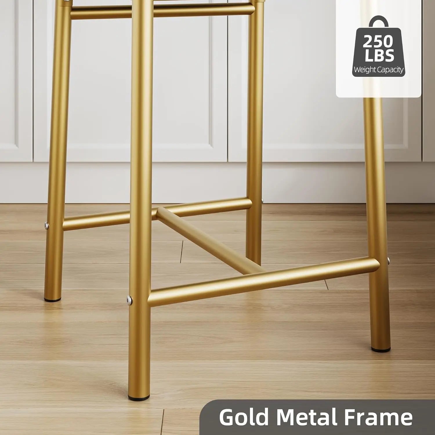 Gold Bar Stools W/X-Shaped Backrest
