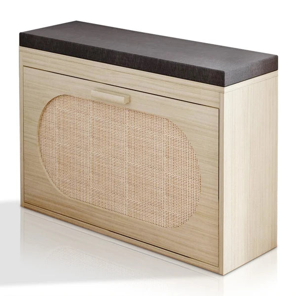 Rattan Shoe Cabinet and Seat Cushion
