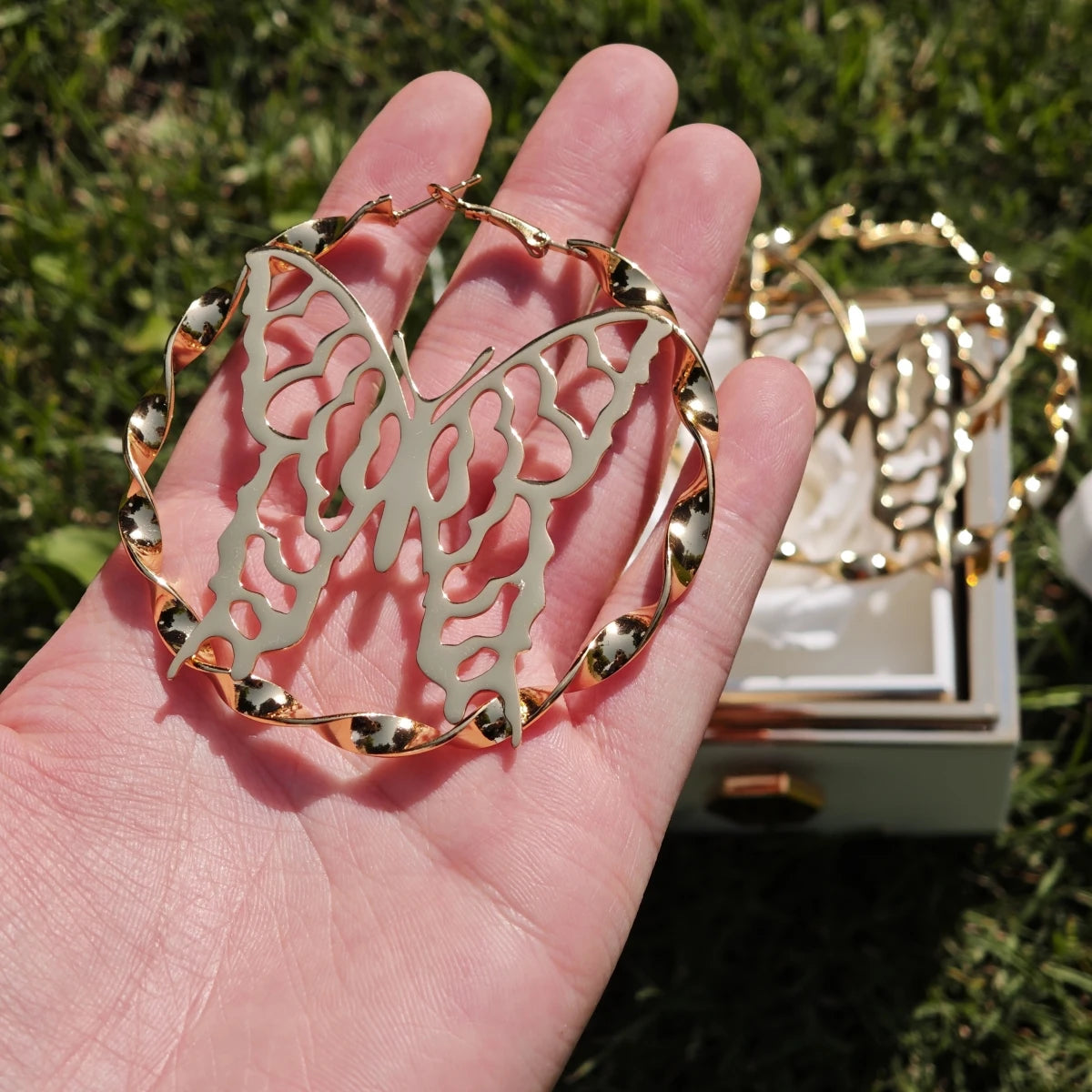 Butterfly Letter Necklace and Earrings Jewelry Set